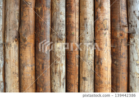 Rustic Wooden Log Wall Texture for Natural Design and Construction Projects 139442386