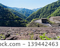 越過岩石露頭，可以看到一座綠意盎然的山峰和一個觀景台。 139442463