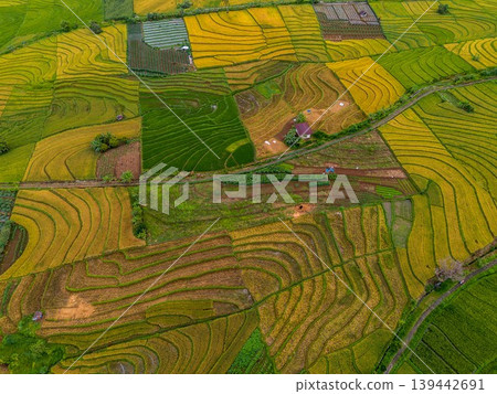 The natural beauty of the Indonesian mountains with beautiful tropical forests at sunrise The natural beauty of the Indonesian mountains with beautiful tropical forests at sunrise 139442691