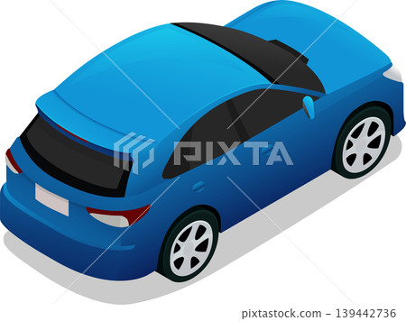 Modern hatchback isometric car vector illustration Modern hatchback isometric car vector illustration 139442736