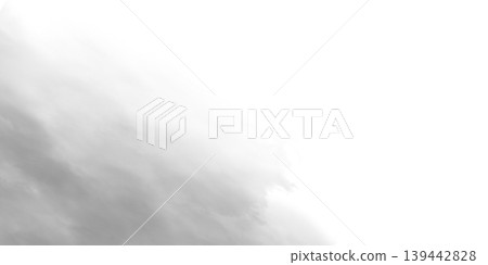 Soft gray smoke or fog spreading from corner on white background, abstract gradient texture for overlay or atmospheric design 139442828