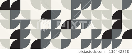 Geometric pattern with circles and squares in shades of gray and cream Geometric pattern with circles and squares in shades of gray and cream 139442858