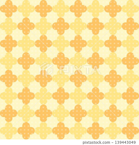 橙色方形背景布料，飾有花卉和波點圖案 139443049
