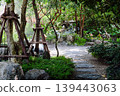 Japanese style garden with green plants 139443063