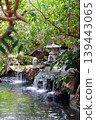 Japanese style garden with green plants 139443065