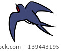 A flying swallow. Bird illustration. Isometric drawing. 139443195