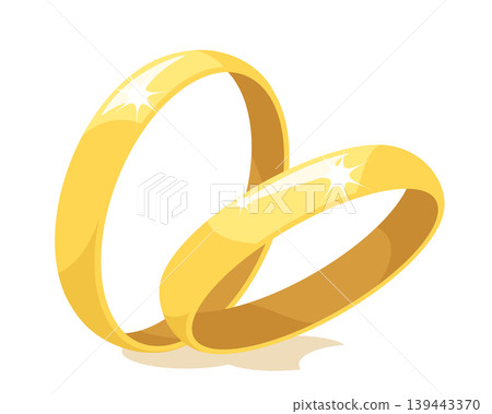 Two gold wedding rings close-up on a white. Isolated Two gold wedding rings close-up on a white. Isolated 139443370
