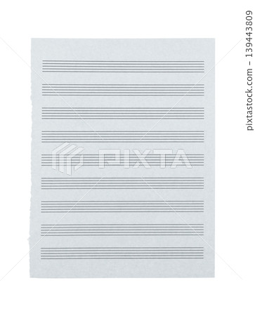 Blank music staff sheet with clean staves and no notes. Empty musical notation template for composition, education, and creative design. Isolated on transparent background Blank music staff sheet with clean staves and no notes. Empty musical notation template for composition, education, and creative design. Isolated on transparent background 139443809