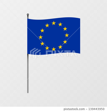 European Union flag on flagpole. Vector illustration. European Union flag on flagpole. Vector illustration. 139443950