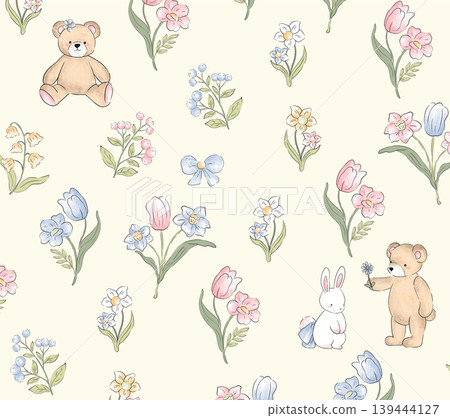 Soft dreamy watercolor floral seamless patterns collection Soft dreamy watercolor floral seamless patterns collection 139444127