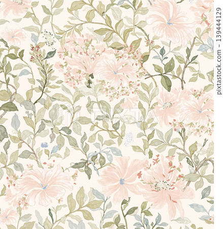 Soft dreamy watercolor floral seamless patterns collection Soft dreamy watercolor floral seamless patterns collection 139444129