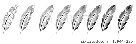 Collection of feather illustration, drawing, engraving, ink line art Collection of feather illustration, drawing, engraving, ink line art 139444250