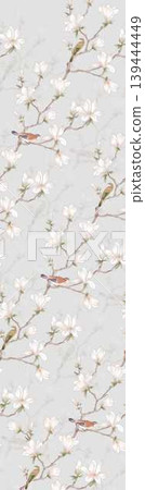 Collection of soft muted botanical and floral seamless patterns 139444449