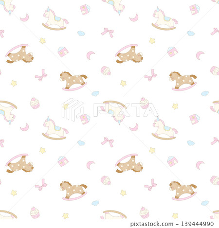 Collection of cute whimsical animal themed seamless patterns with sweet desserts Collection of cute whimsical animal themed seamless patterns with sweet desserts 139444990
