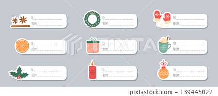 set of cute christmas decoration sticker label paper tag vector illustration set of cute christmas decoration sticker label paper tag vector illustration 139445022