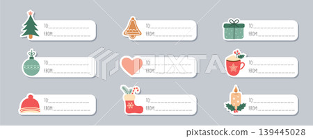 set of cute christmas decoration sticker label paper tag vector illustration set of cute christmas decoration sticker label paper tag vector illustration 139445028