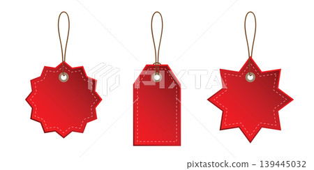 set of red blank paper tag labels isolated vector illustration set of red blank paper tag labels isolated vector illustration 139445032