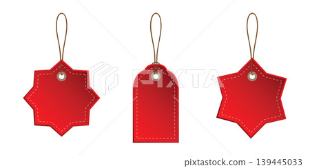 set of red blank paper tag labels isolated vector illustration 139445033