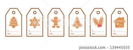 christmas paper tag set label with cookie motifs vector illustration christmas paper tag set label with cookie motifs vector illustration 139445035