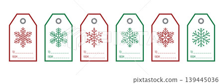 christmas paper tag set label with snowflake motifs vector illustration christmas paper tag set label with snowflake motifs vector illustration 139445036