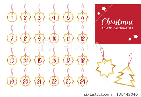 set advent calendar 24 christmas paper tag label vector illustration set advent calendar 24 christmas paper tag label vector illustration 139445040