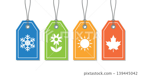 four seasons paper tag label set vector illustration 139445042