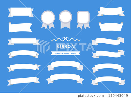 A simple set of white ribbons and medals (banner, headline, general-purpose design material) A simple set of white ribbons and medals (banner, headline, general-purpose design material) 139445049