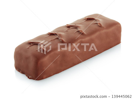 Chocolate bar isolated on transparent background with full focus. Sweet dessert snack concept perfect for food design, packaging, advertising, and commercial projects 139445062
