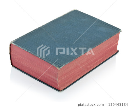 Old antique closed book with textured leather cover, isolated on transparent background. Vintage historical object perfect for education, religion, or literature concepts 139445184
