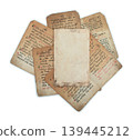 Old vintage ancient paper sheets with textured surface, isolated on transparent background. Ideal for design, history, or education concepts 139445212