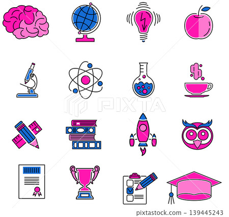 Online Education Thin Lines Color Web Icon Set Online Education Thin Lines Color Web Icon Set 139445243