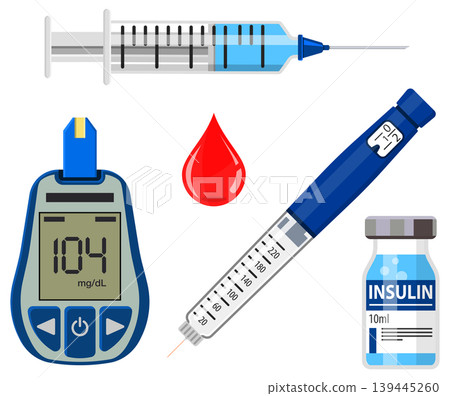 Diabetes and Insulin Icons Set Diabetes and Insulin Icons Set 139445260