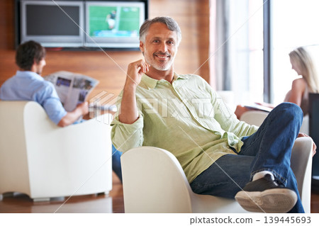 Relax, director and portrait of business man in startup agency for creative, manager and designer. Professional, consultant and advisor with face of mature employee in office for entrepreneur career Relax, director and portrait of business man in startup agency for creative, manager and designer. Professional, consultant and advisor with face of mature employee in office for entrepreneur career 139445693