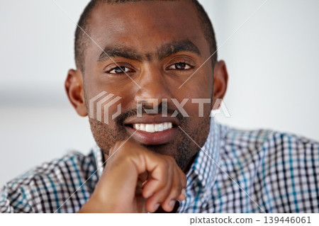 Confident, office and portrait of business black man for work, career and job in workplace. Corporate, startup company and face of worker with smile for opportunity, pride and positive mindset Confident, office and portrait of business black man for work, career and job in workplace. Corporate, startup company and face of worker with smile for opportunity, pride and positive mindset 139446061