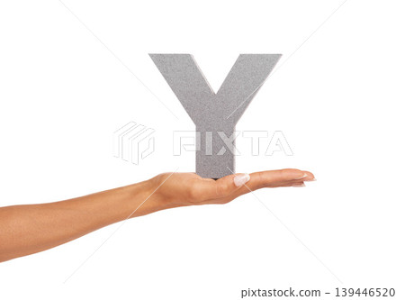 Woman, hand and Y font or alphabet in studio for advertising, learning or teaching on mockup. Sign, letter and character for marketing, text or communication and grammar or symbol on white background Woman, hand and Y font or alphabet in studio for advertising, learning or teaching on mockup. Sign, letter and character for marketing, text or communication and grammar or symbol on white background 139446520