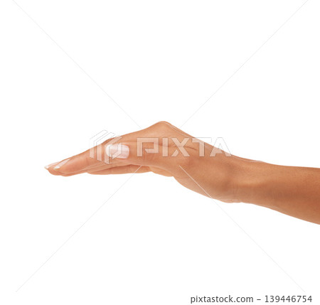 Woman, hand and nails in studio with skincare for cosmetics, manicure or nail treatment for wellness. Person, fingers or mock up space for cosmetology, moisturiser and smooth skin on white background Woman, hand and nails in studio with skincare for cosmetics, manicure or nail treatment for wellness. Person, fingers or mock up space for cosmetology, moisturiser and smooth skin on white background 139446754
