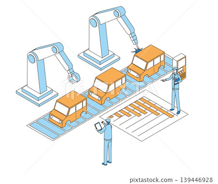 Image illustration of an automobile production line Image illustration of an automobile production line 139446928