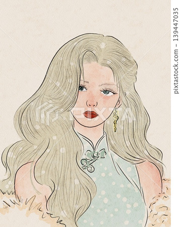 retro woman portrait in art style 139447035