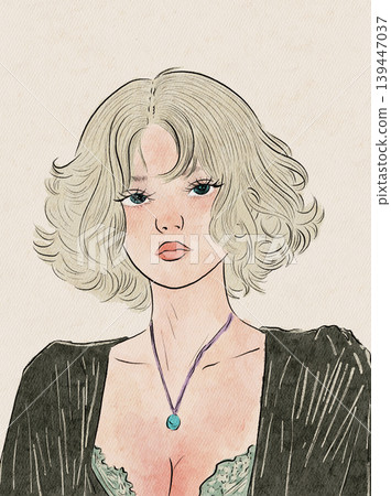 retro woman portrait in art style retro woman portrait in art style 139447037