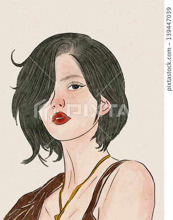 retro woman portrait in art style retro woman portrait in art style 139447039