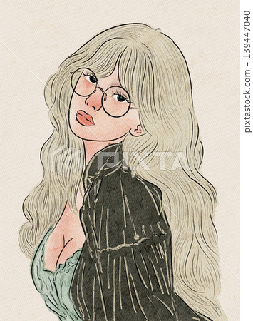 retro woman portrait in art style 139447040