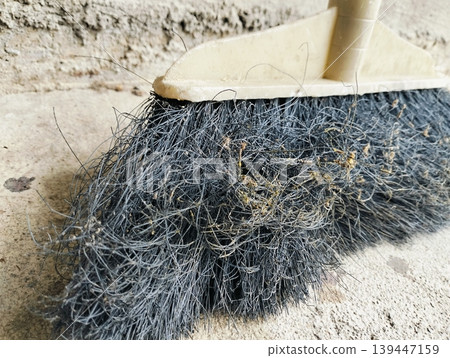 Detail of a dirty old broom Detail of a dirty old broom 139447159