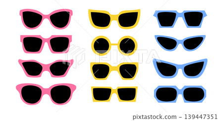 Sunglasses with black lenses and bright frames set 139447351