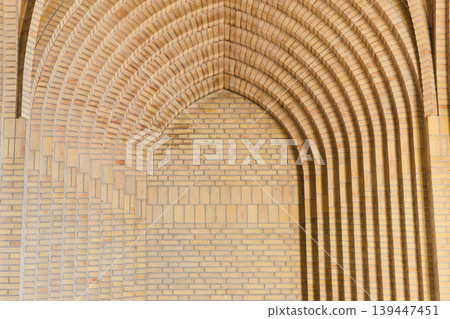 Geometric brick vaults inside Grundtvigs Church in Copenhagen Denmark. Geometric brick vaults inside Grundtvigs Church in Copenhagen Denmark. 139447451