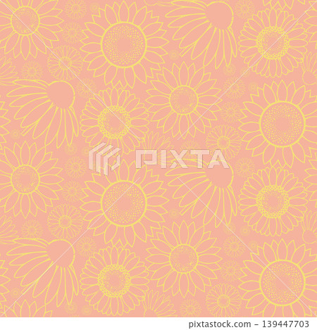 Seamless Yellow Floral Pattern with Retro Style Seamless Yellow Floral Pattern with Retro Style 139447703