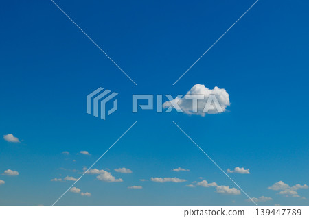 Minimalist sky background with scattered small white clouds. Minimalist sky background with scattered small white clouds. 139447789