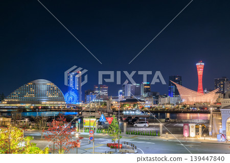 Kobe night view: Christmas illuminations from Shinko Pier Kobe night view: Christmas illuminations from Shinko Pier 139447840