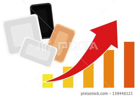 Infographic illustration showing price increases and price hikes for food trays. Infographic illustration showing price increases and price hikes for food trays. 139448121