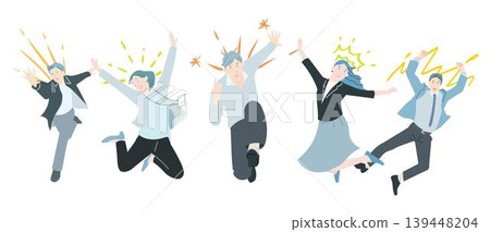 Startup image illustration - Jumping business person - Inspiration - Abstract background illustration material Startup image illustration - Jumping business person - Inspiration - Abstract background illustration material 139448204