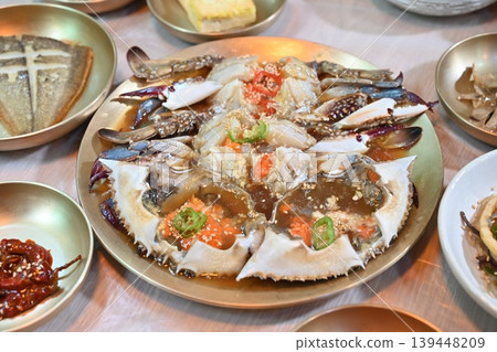 Traditional Korean Soy Sauce Marinated Raw Crab Ganjang Gejang Traditional Korean Soy Sauce Marinated Raw Crab Ganjang Gejang 139448209